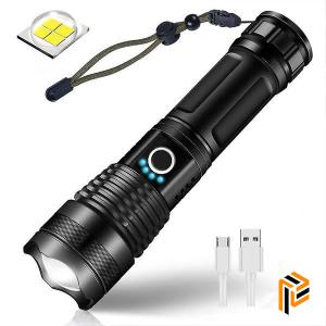 Rechargeable Zoom LED Flashlight USB Torch Light
